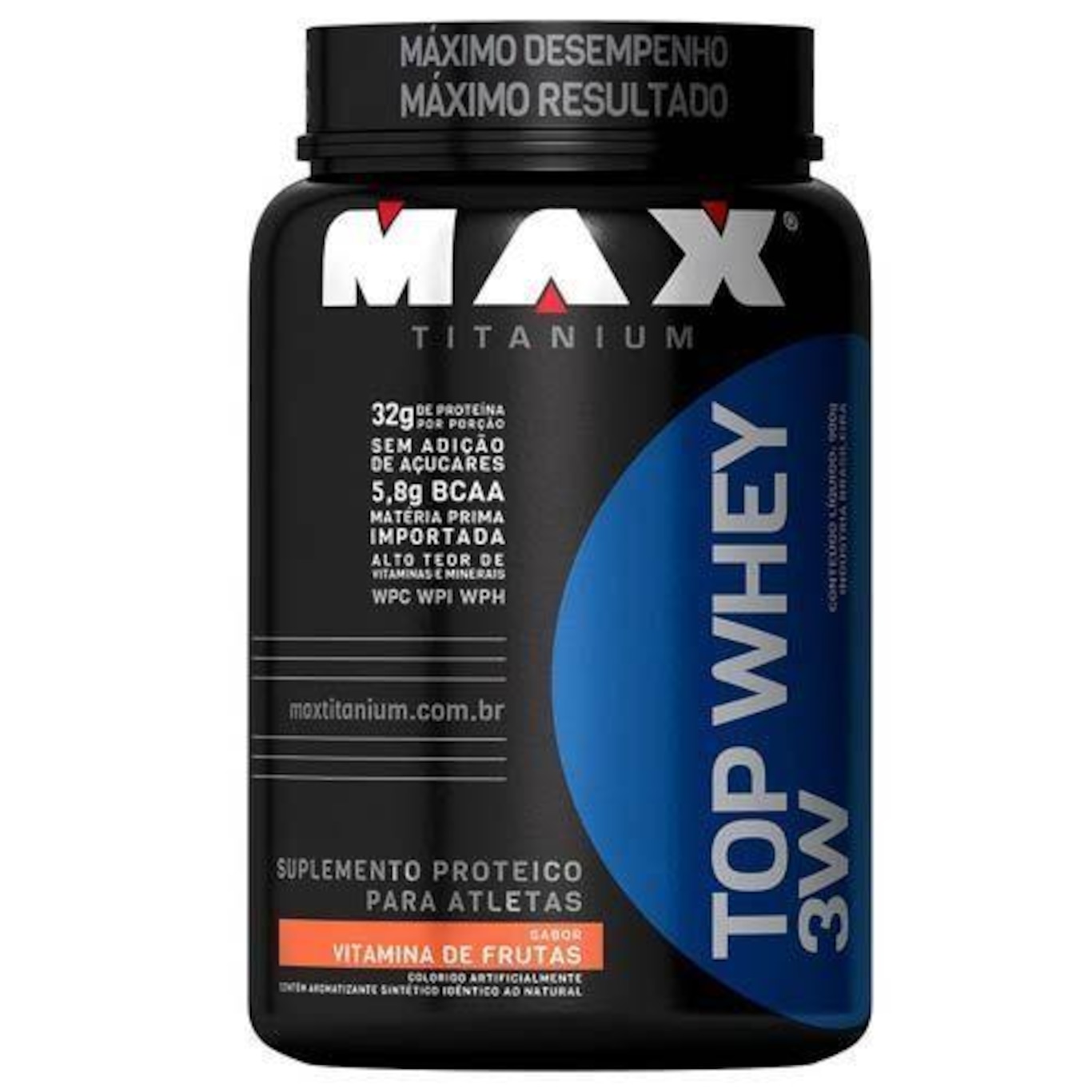 Top Whey 3W Max Titanium - Frutas - 900g + BCAA 2400 - 60 Cápsulas - Foto 2