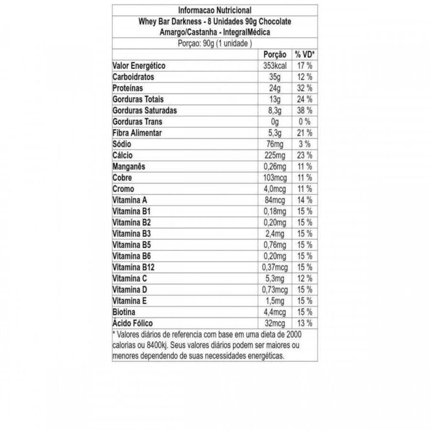 Barra de Proteína Integralmédica Whey Bar Darkness - Chocolate Amargo e Castanha - 8 Unidades - Foto 2