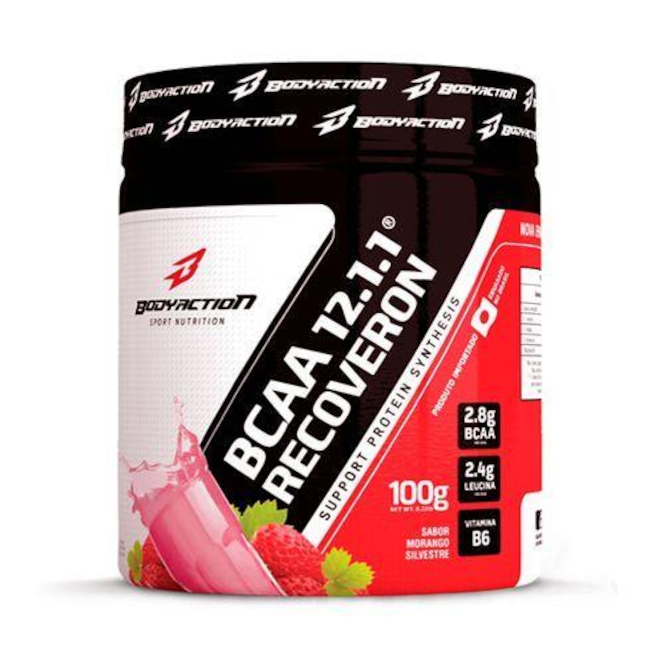 BCAA BodyAction 12:1:1 Recoveron - Morango Silvestre - 100g - Foto 1