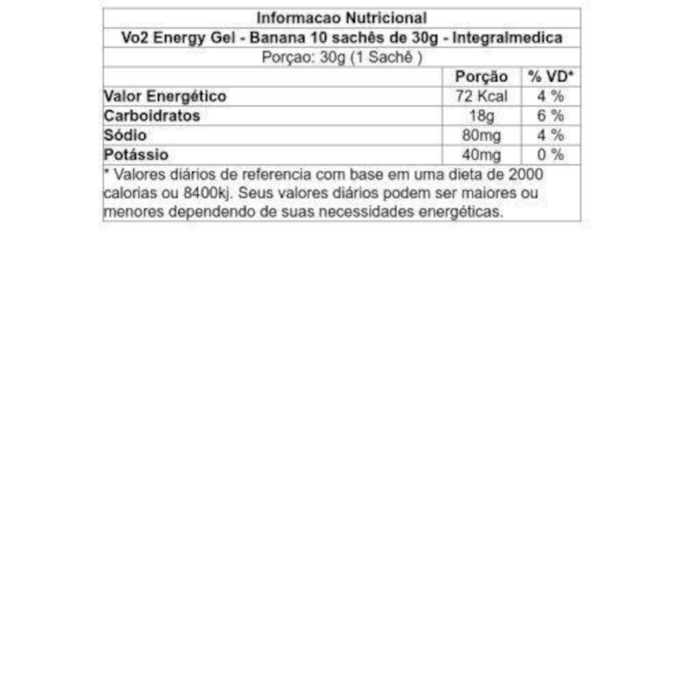 Vo2 Energy Gel Integralmédica - Banana - 10 sachês de 30g - Foto 2