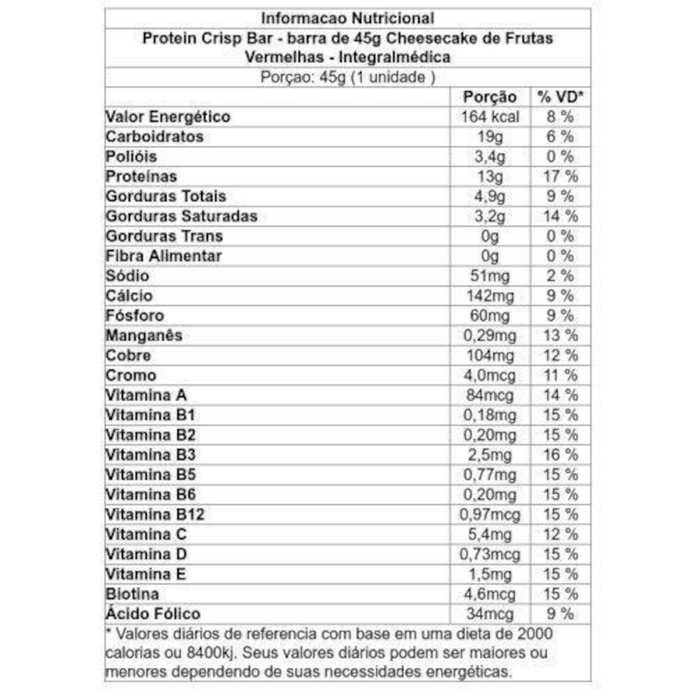 Protein Crisp Bar Integralmédica - Cheesecake de Frutas Vermelhas - 45g - Foto 2