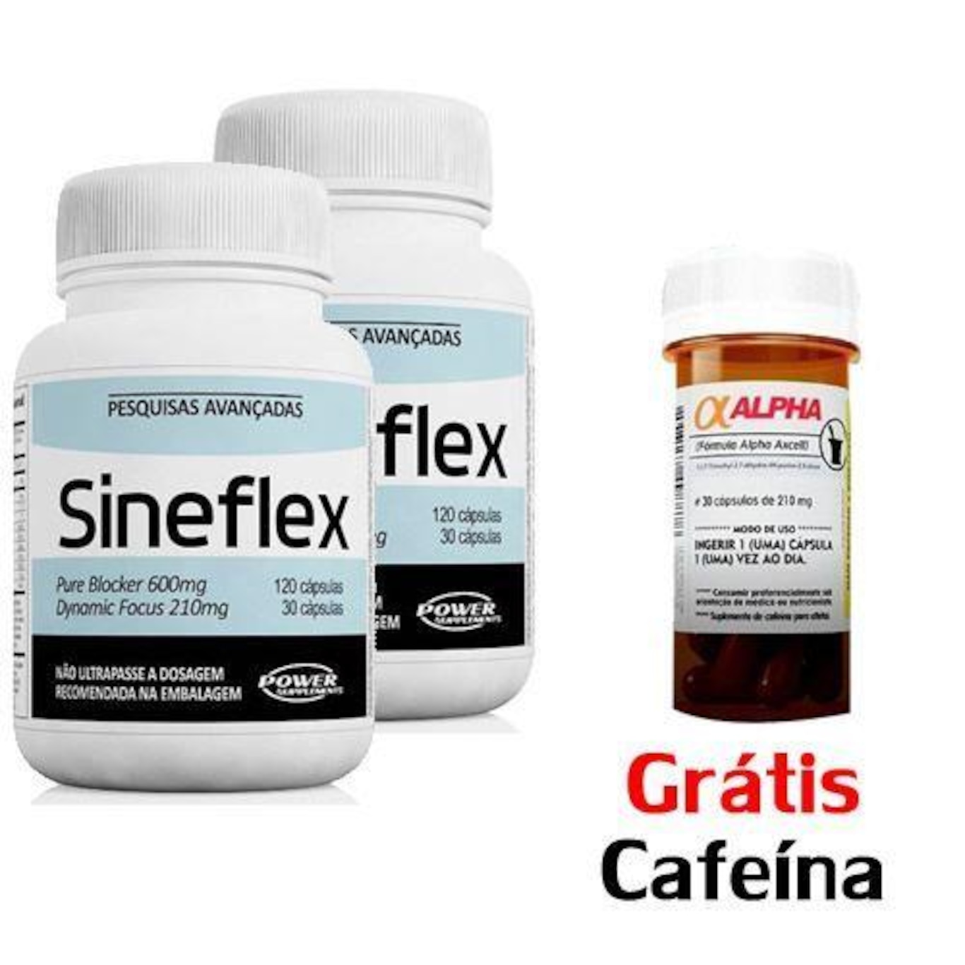 Termogênicos Power Supplements Sineflex - 150 Cáps - 2 Frascos + Alpha Axcell Cafeina - 30 Cáps - Foto 1