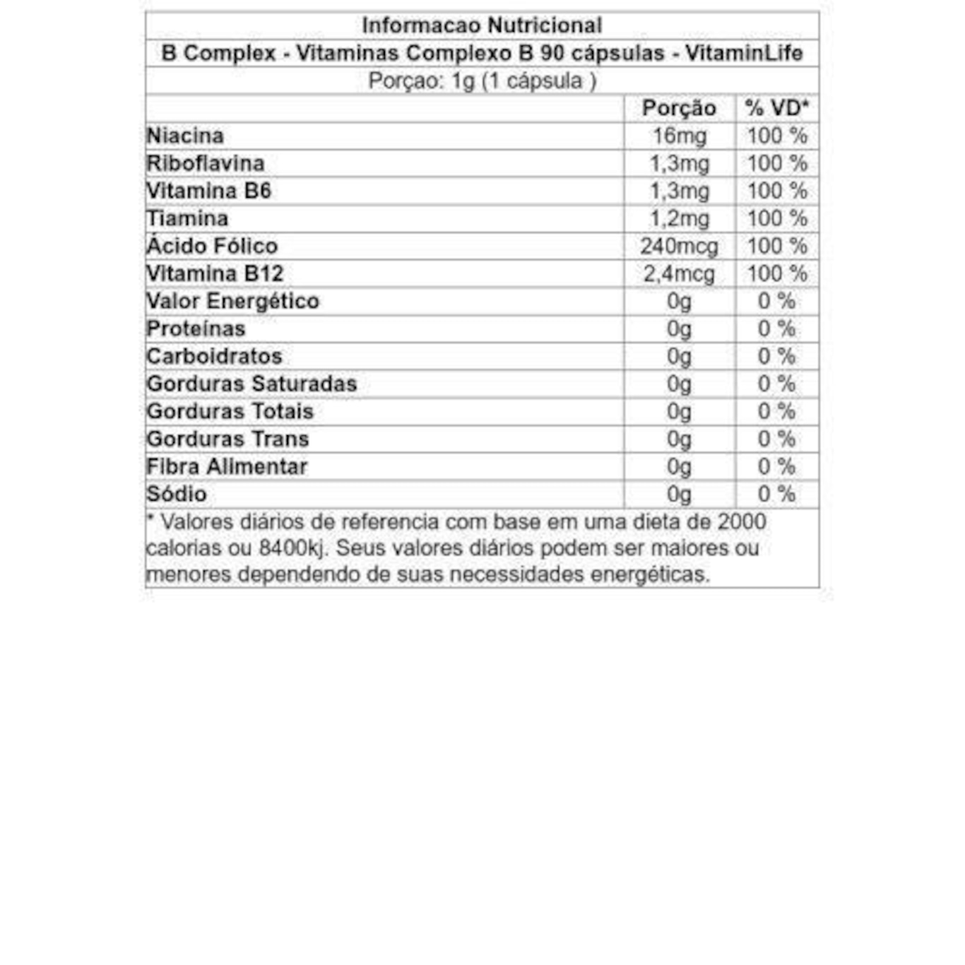 Suplemento Vitamínico VitaminLife B Complex - Vitaminas Complexo B - 90 Cápsulas - Foto 2