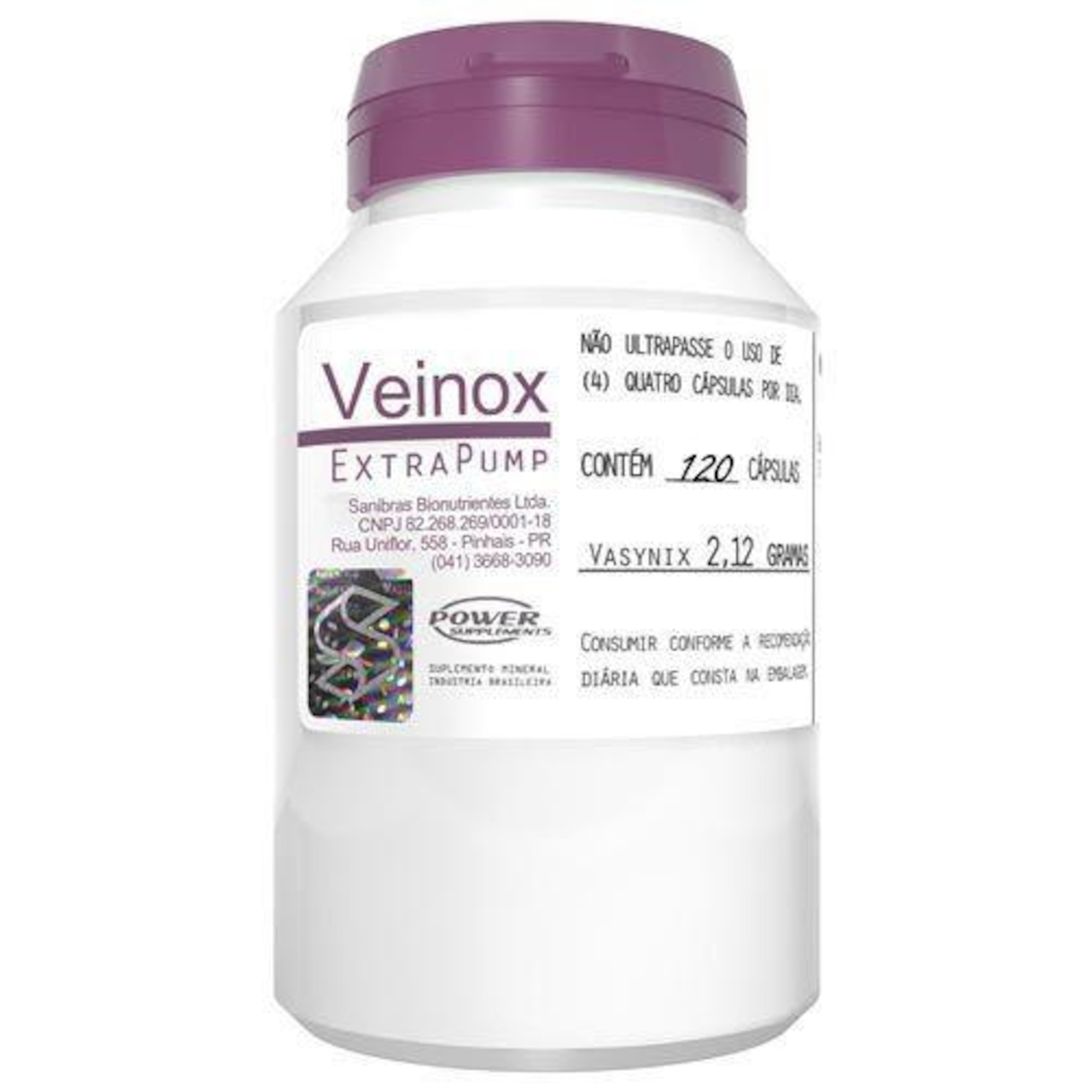 Vasodilatador Power Supplements Veinox - 120 Cápsulas - Foto 1