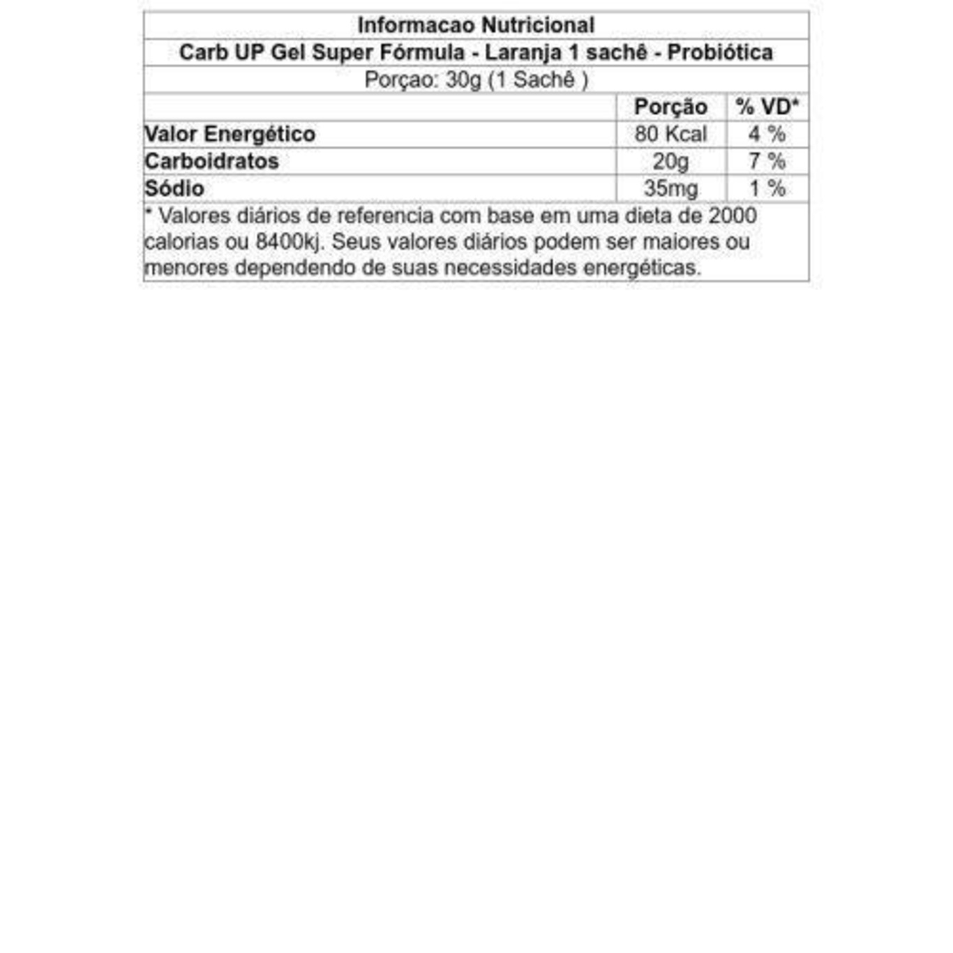 Carb UP Gel Super Fórmula Probiótica - Laranja - 1 sachê - Foto 2