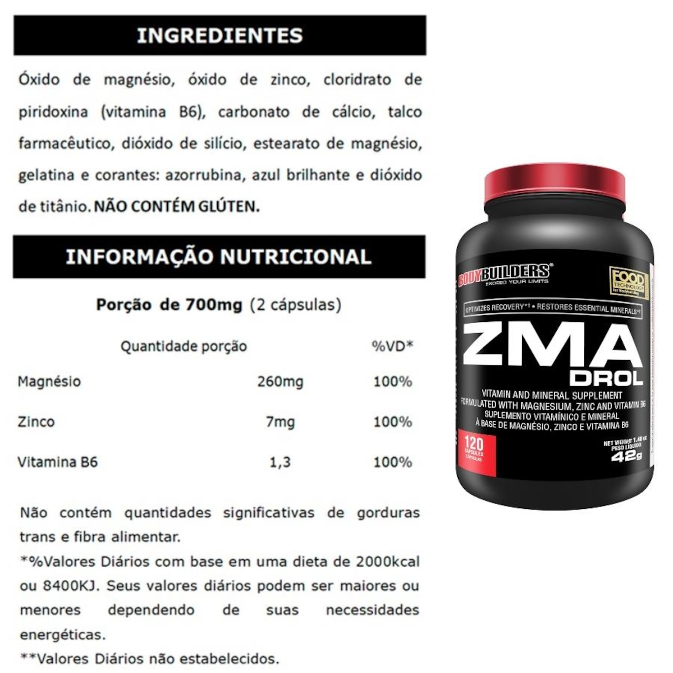 Kit  Whey Protein Bodybuilders Morango -900g + ZMA 120 + Creatina 100g + Coqueteleira - Foto 3