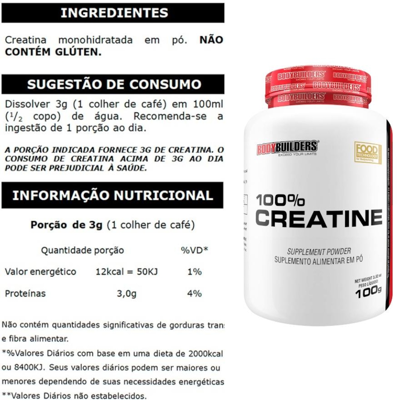 Kit  Whey Protein Bodybuilders Morango -900g + ZMA 120 + Creatina 100g + Coqueteleira - Foto 4