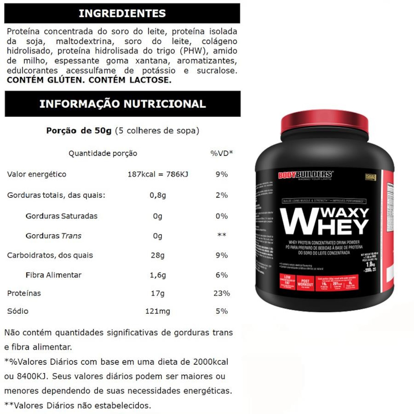 Kit Waxy Whey Bodybuilders Baunilha - 2kg + BCAA + Creatina 100g - Foto 2