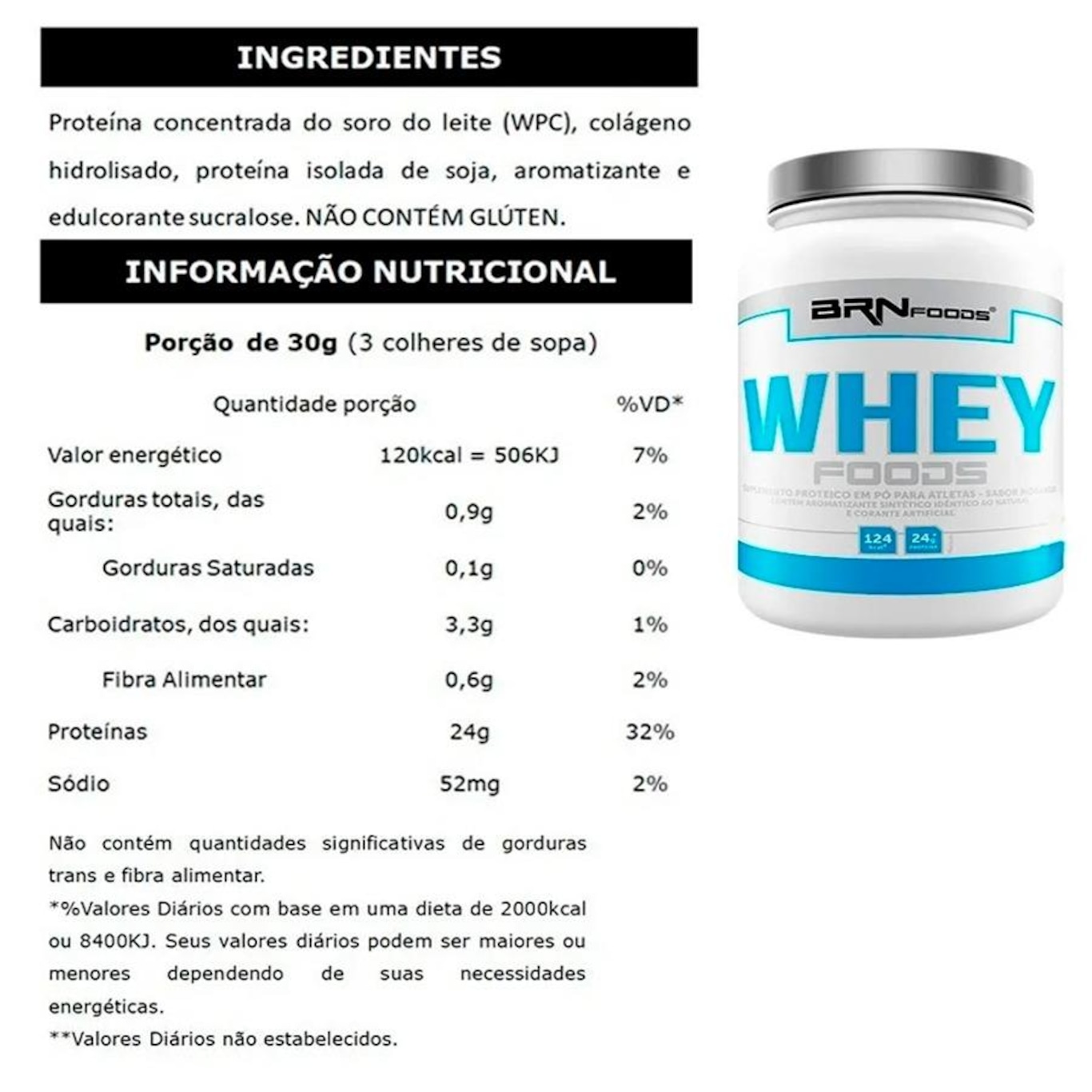 Kit Whey Protein 2kg Morango + 2x BCAA 100g + Creatina 100g + Coqueteleira - BRN Foods - Foto 2