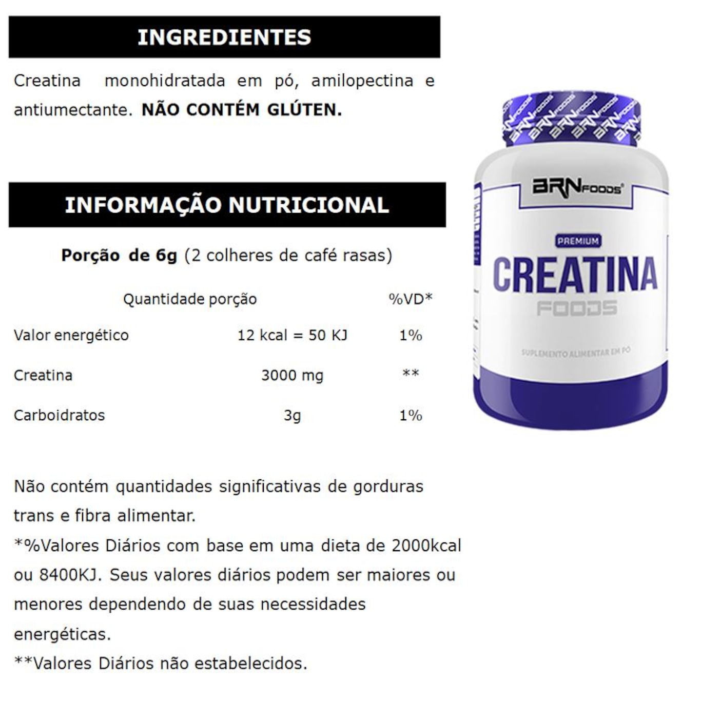 Kit Whey Protein BRN Foods Chocolate - 900g + BCAA 100g + Creatina 100g + Coqueteleira - Foto 4