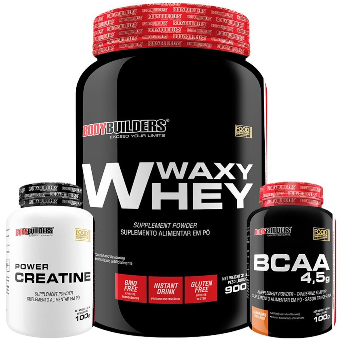 Kit Waxy Whey 900g Morango + BCAA + Creatina - Bodybuilders - Foto 1