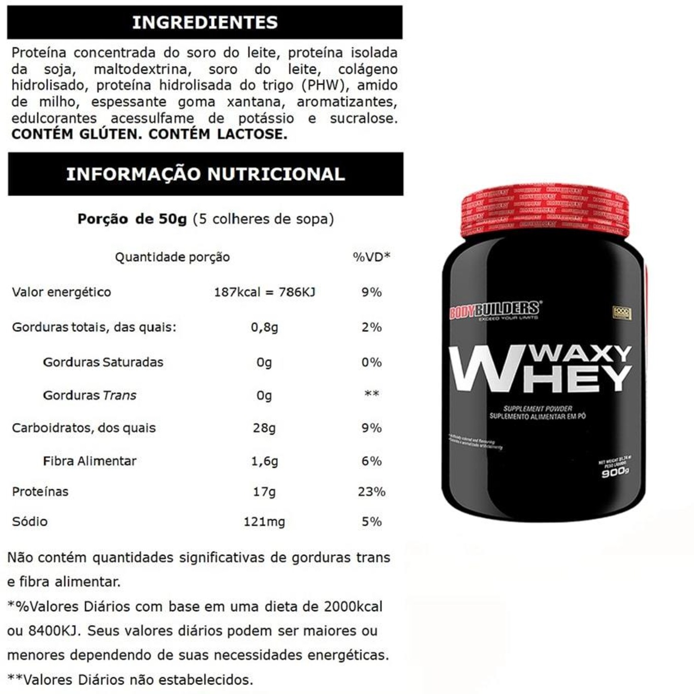 Kit Waxy Whey 900g Morango + BCAA + Creatina - Bodybuilders - Foto 2