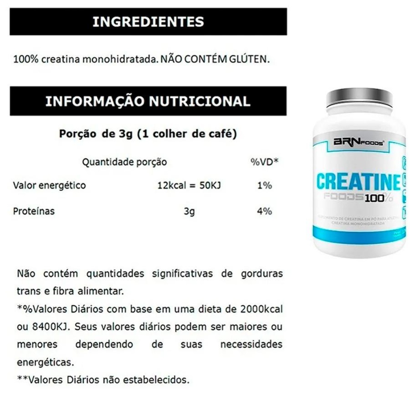 Kit Size Mass BRN Foods - 3Kg + Whey Protein - Morango - 900g + Creatina - 100g + Coqueteleira - Foto 4