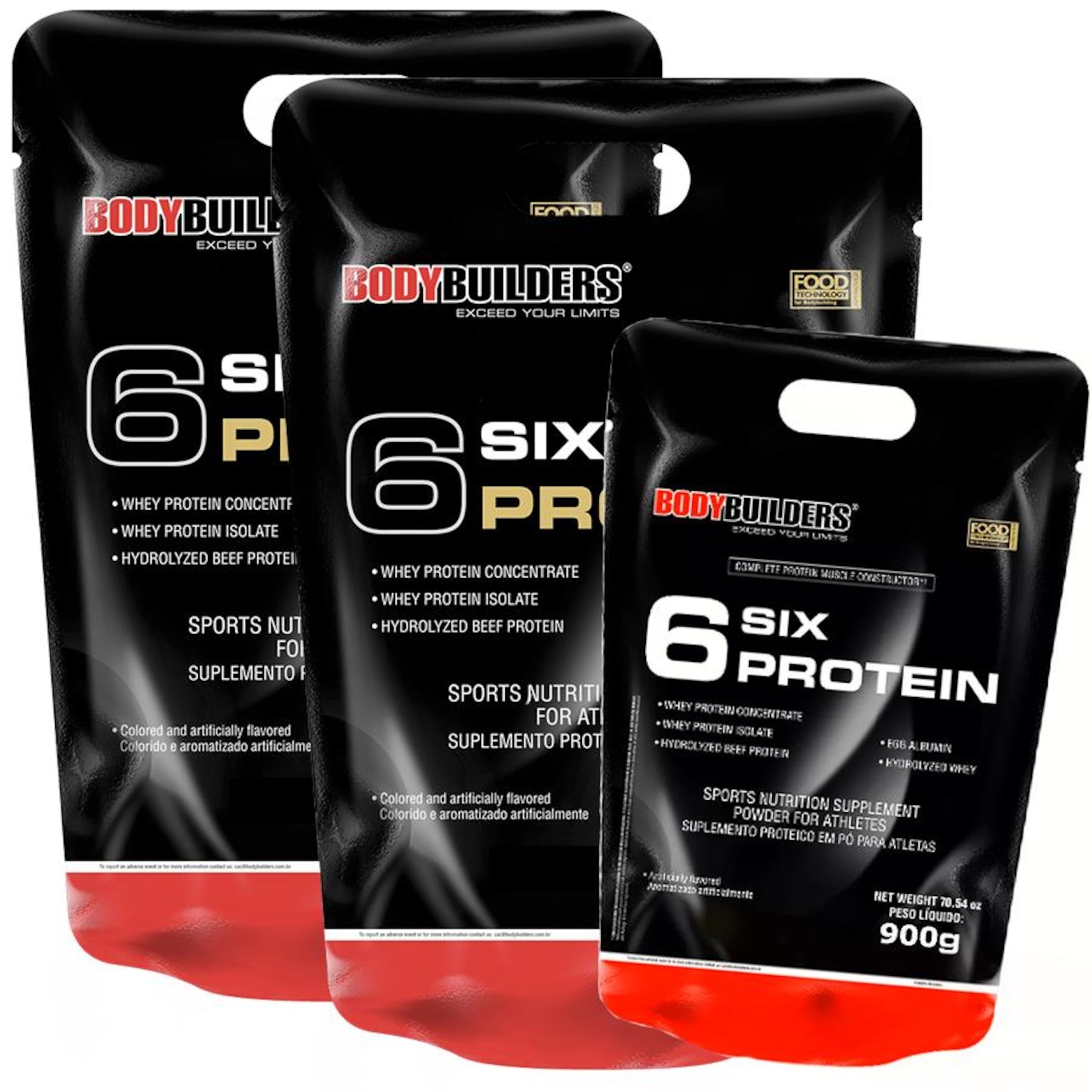 6 Six Protein Bodybuilders - 2Kg - 2 Pacotes + 6 Six Protein - 900g - Foto 1