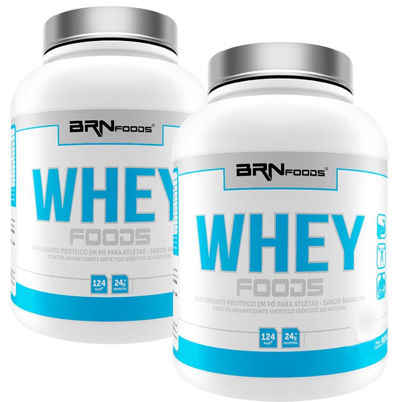 Kit 2x Whey Protein BRN Foods Morango - 900g - Foto 1