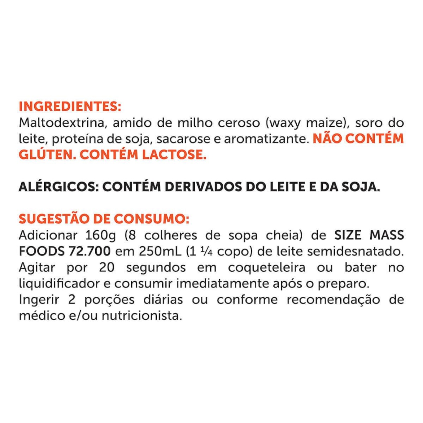 Size Mass BRN Foods - 3Kg + Whey Protein - Baunilha - 900g + Creatina - 100g + Coqueteleira - Foto 4