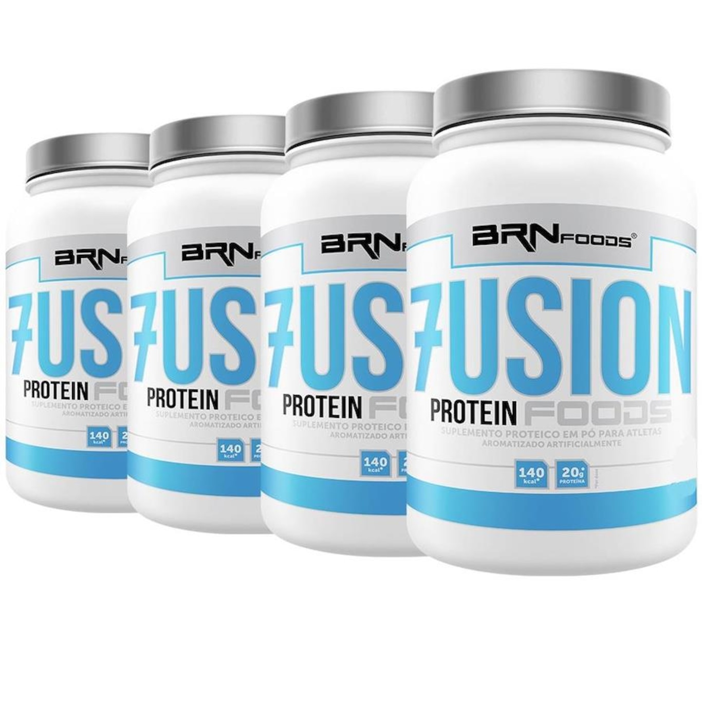 Kit BRN Foods 4x Whey Protein Fusion Morango - 900g - Foto 1