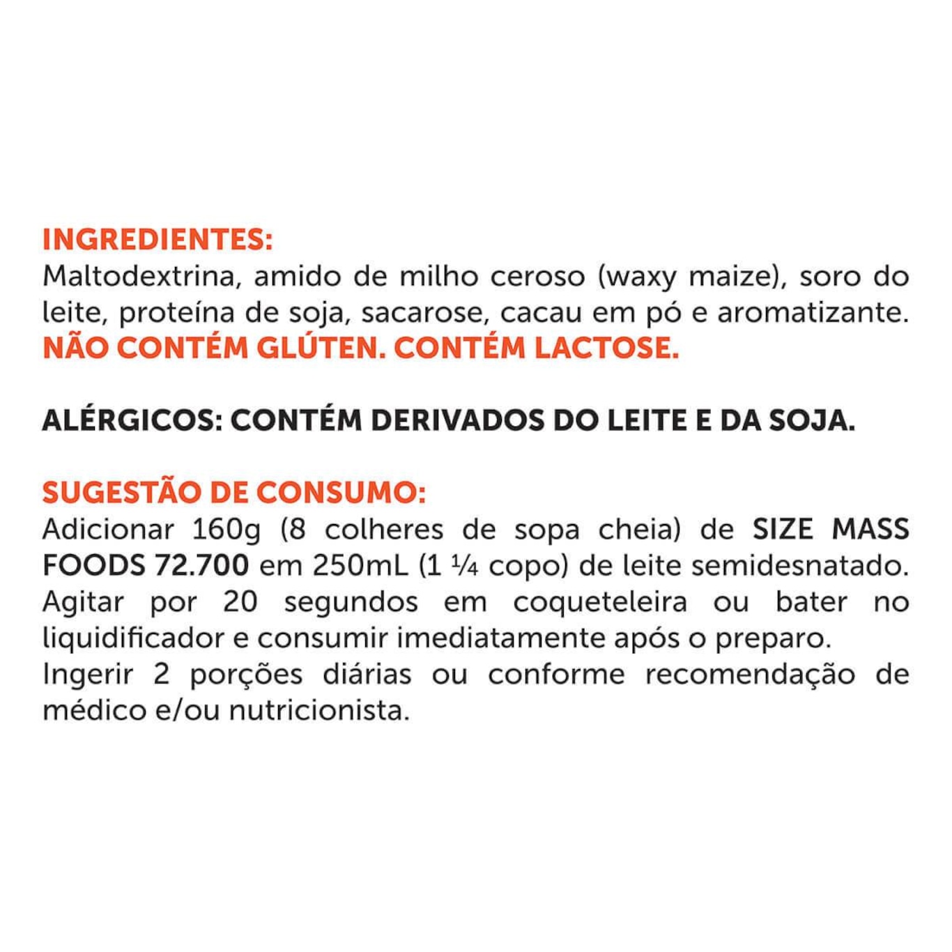 Size Mass BRN Foods - 3Kg + Whey Protein - Chocolate - 900g + Creatina - 100g + Coqueteleira - Foto 3