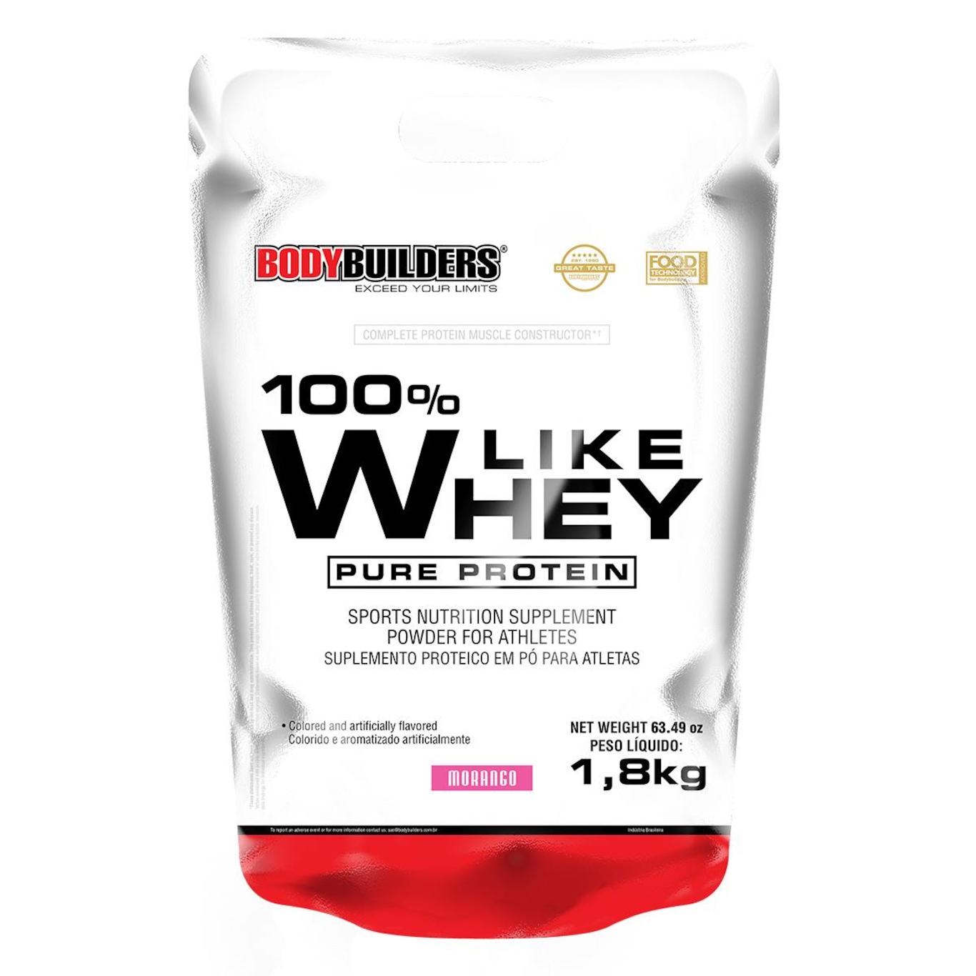 100% Whey Protein Bodybuilders Like Pure - Morango - 1,8Kg - Foto 1