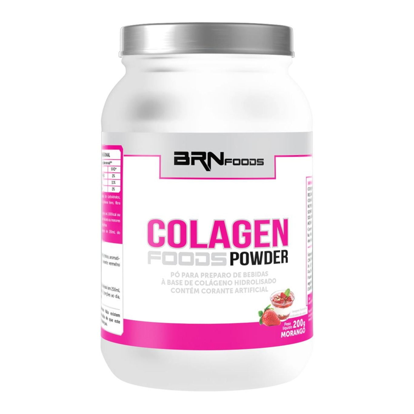 Colágeno BRN Foods Colagen Powder - Morango - 200g - Foto 1