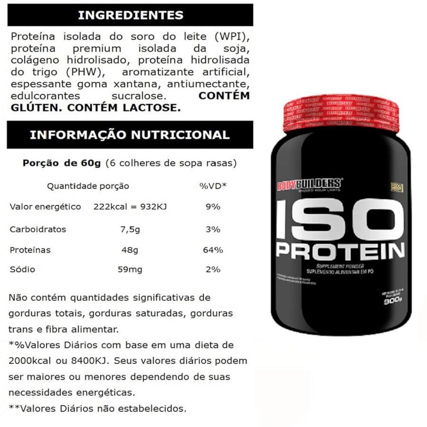 Whey Protein Isolada Bodybuilders - Chocolate - 900g - Foto 2