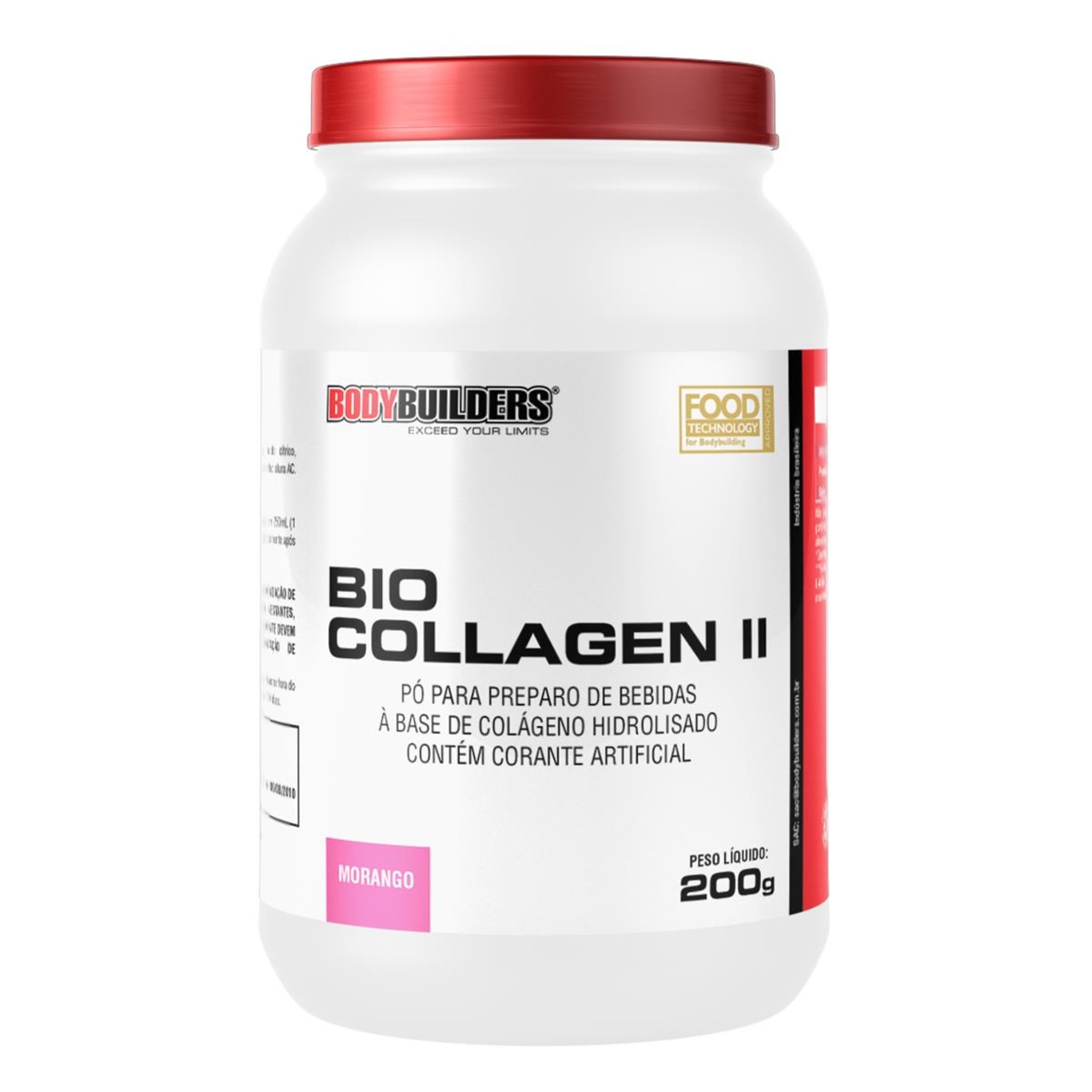 Colágeno Bodybuilders Bio Collagen II - Morango - 200g - Foto 1