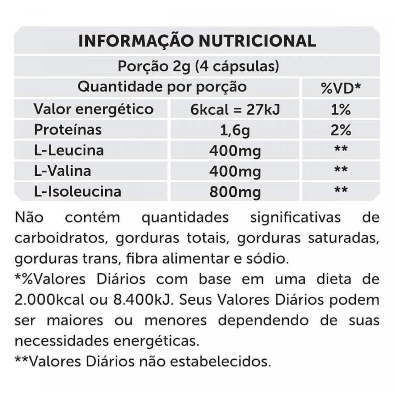 BCAA BRN Foods 2400 - 100 Cápsulas - Foto 2