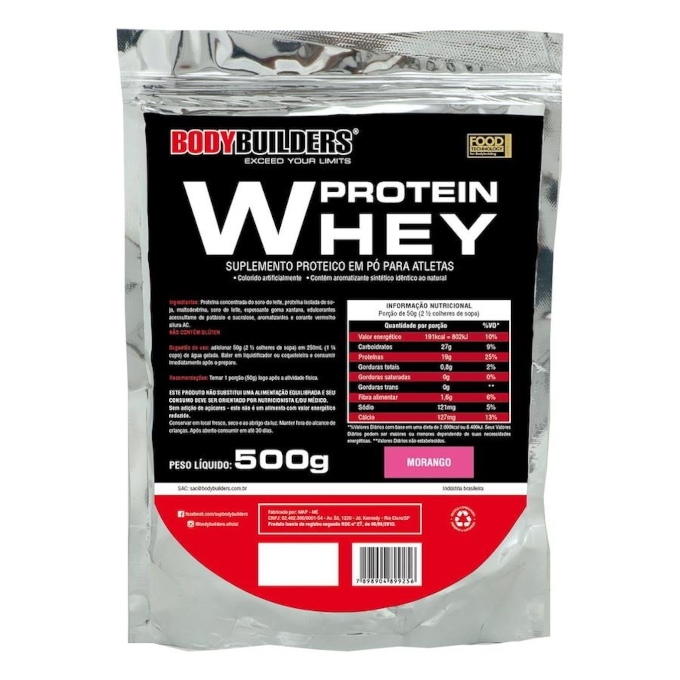 Whey Protein Bodybuilders Refil - Morango - 500g - Foto 1