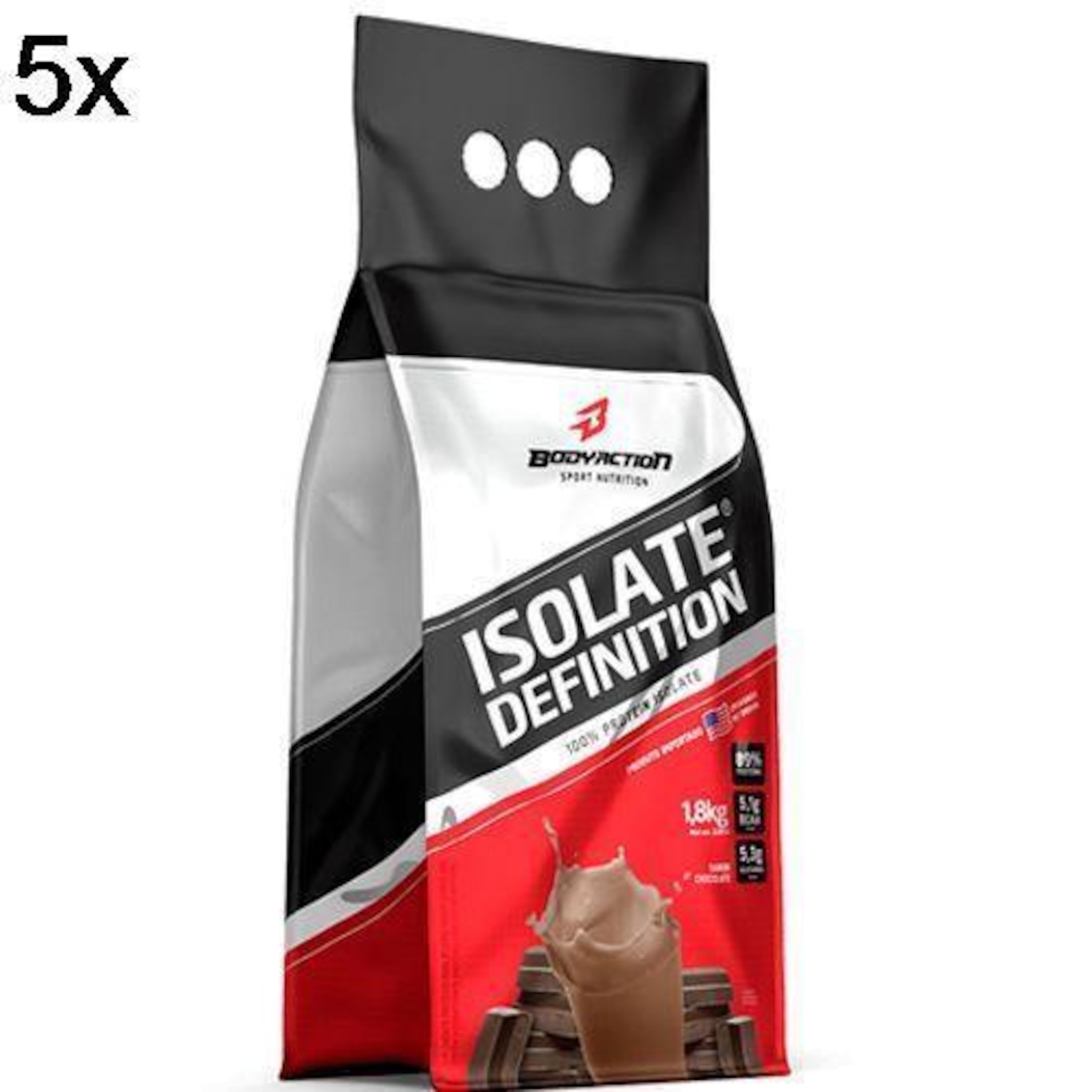 Whey Isolate Definition BodyAction Refil - Chocolate - 1,8Kg - 5 Pacotes - Foto 3