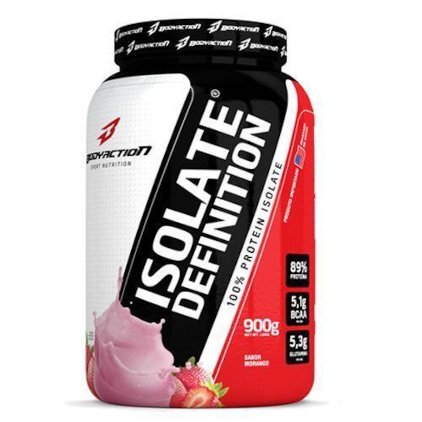 Kit 5x Whey Isolate Definition Body Action - Morango - 900g - Foto 1