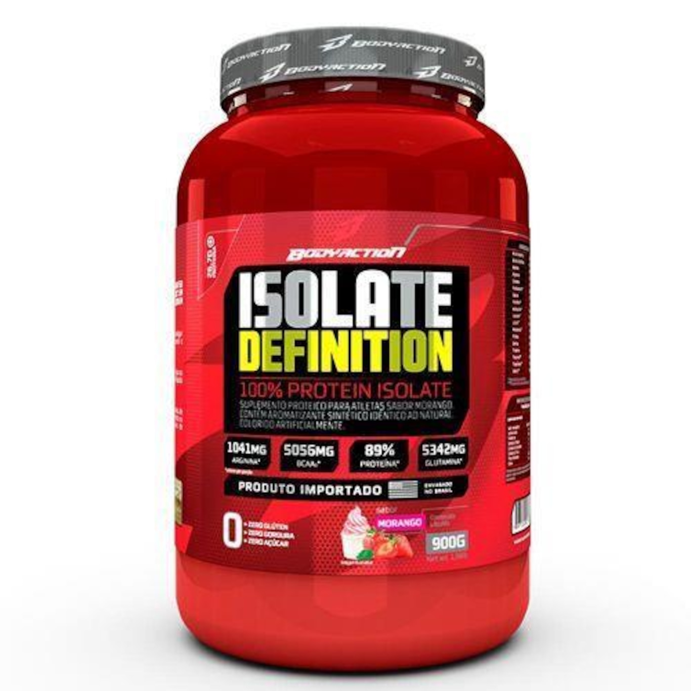 Kit 5x Whey Isolate Definition Body Action - Morango - 900g - Foto 2