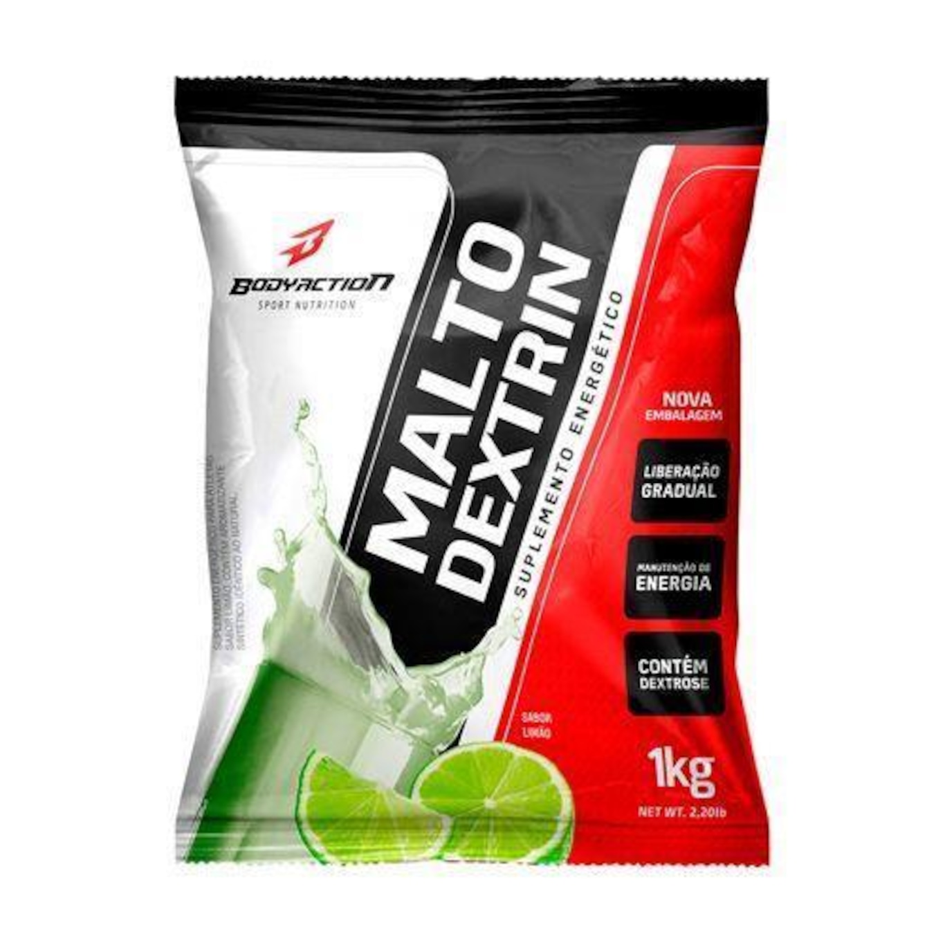 Malto Dextrin BodyAction Refil - Limao - 1Kg - 10 Pacotes - Foto 1