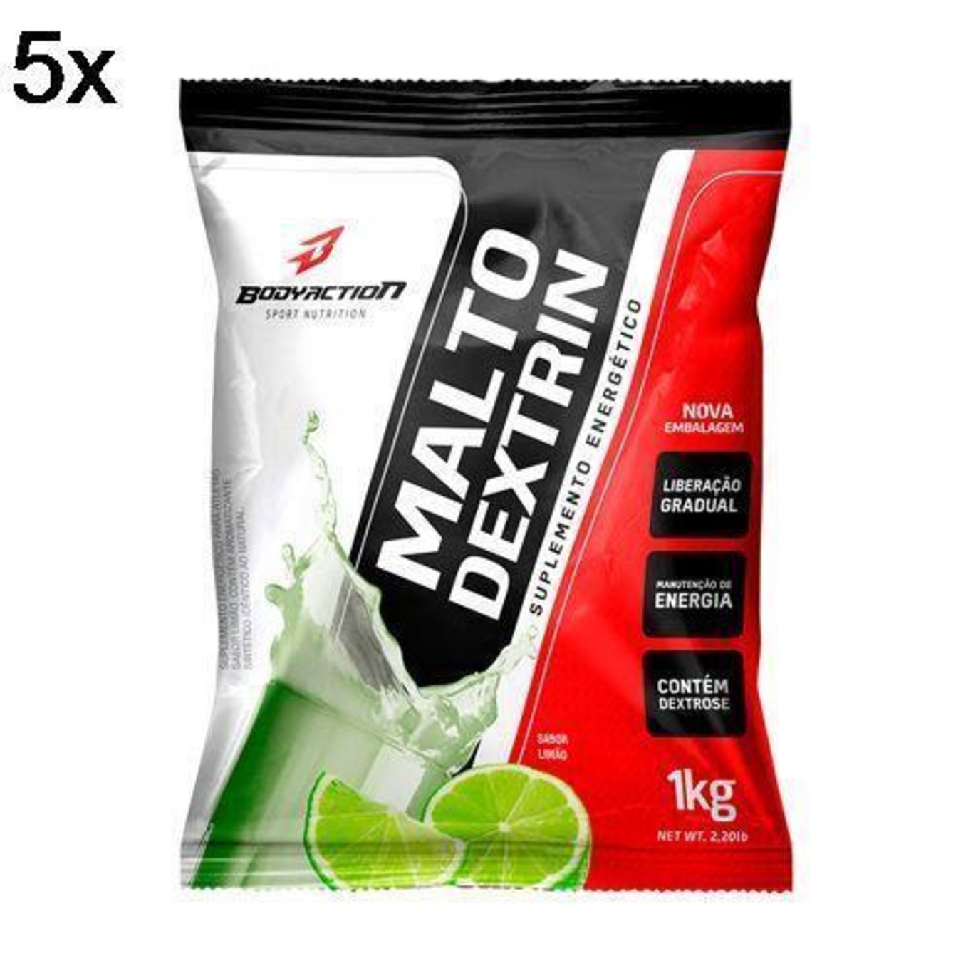 Malto Dextrin BodyAction Refil - Limão - 1Kg - 5 Pacotes - Foto 4