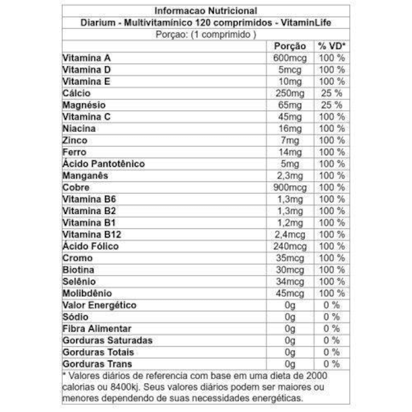 Diarium Multivitamínico VitaminLife 120 comprimidos - 10 Frascos - Foto 3