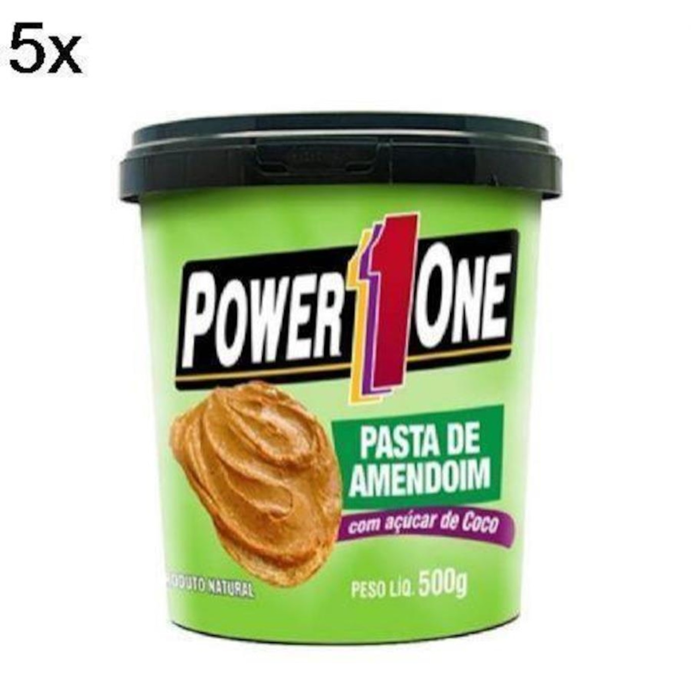 Pasta de Amendoim com Açúcar de Coco Power One - 500g - 5 Potes - Foto 2