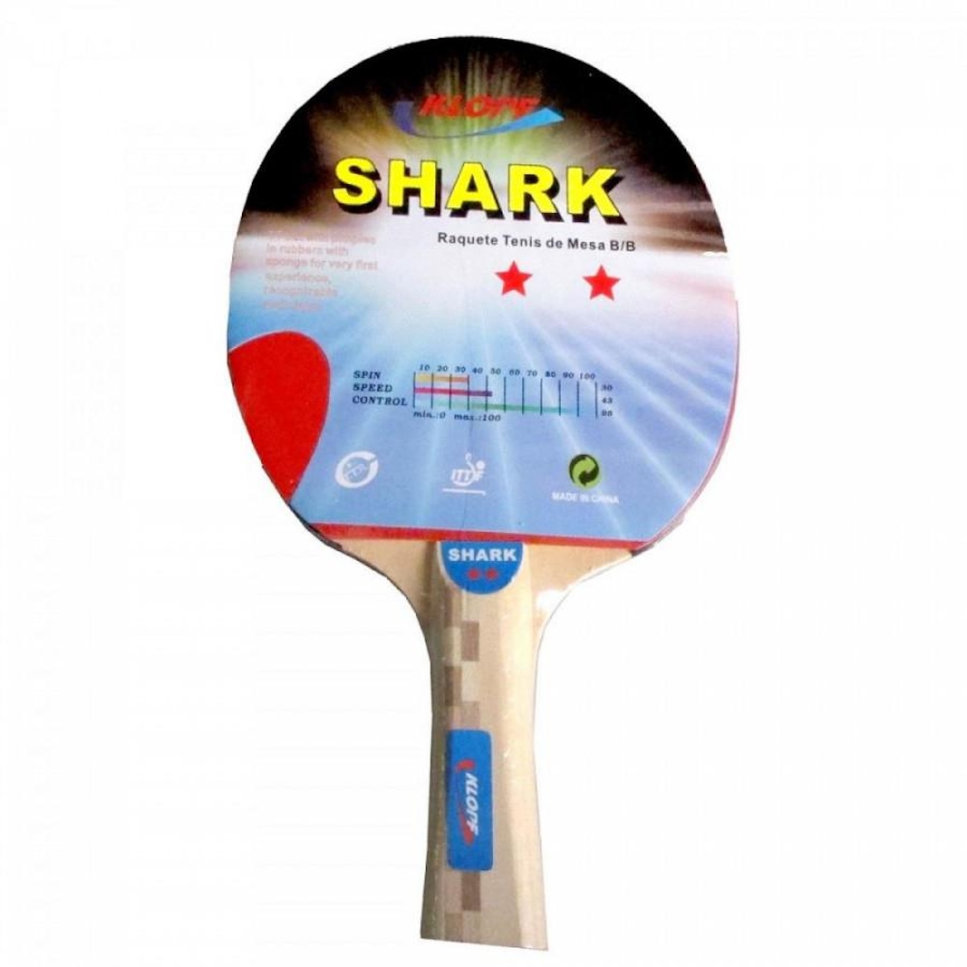 Raquete de tênis de mesa / ping pong 2 estrelas klopf shark ref:70684 –  Loja DF Sinuca