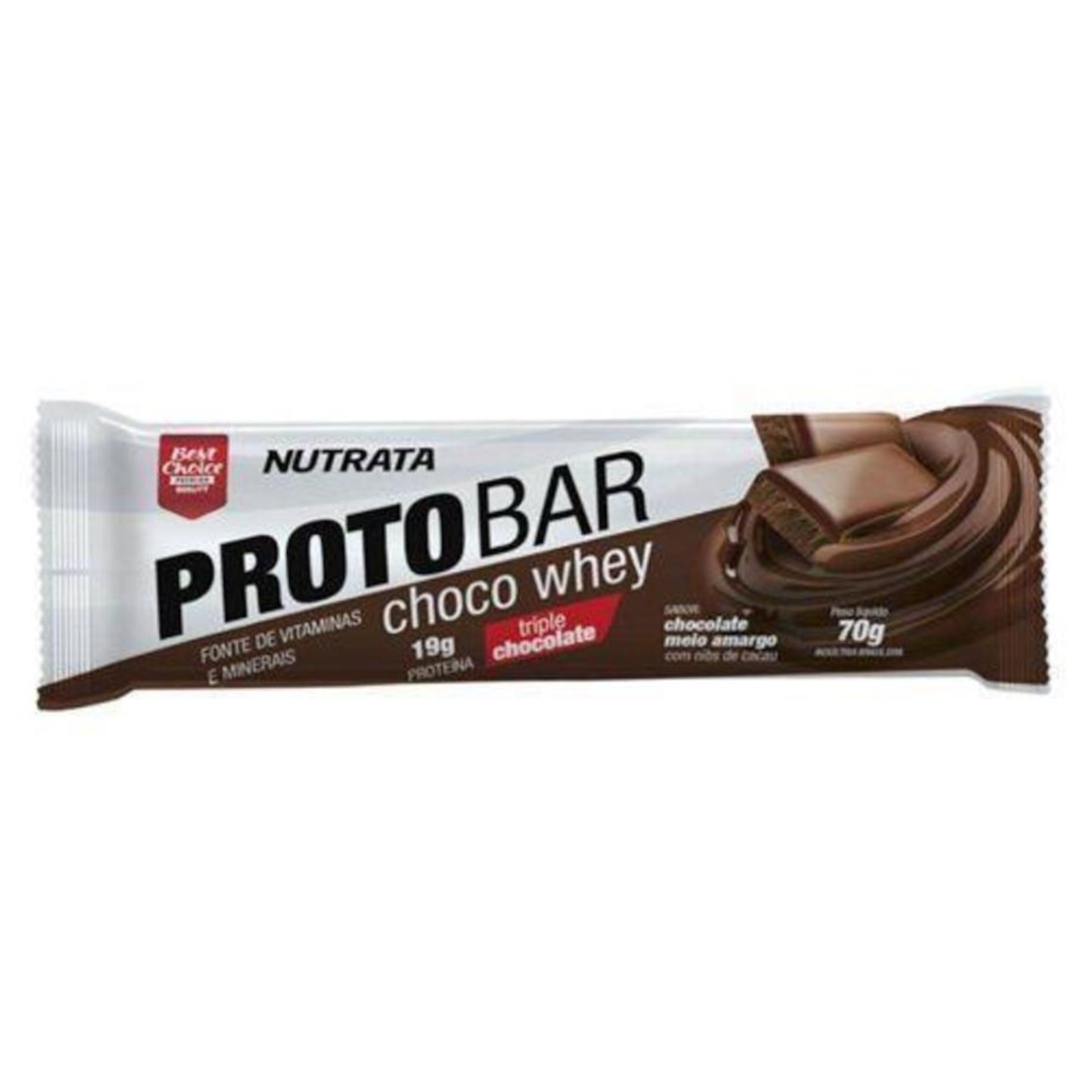 Barra Proto Bar Nutrata - Chocolate Meio Amargo com Nibs de Cacau - 1 unidade - 70g - Foto 1