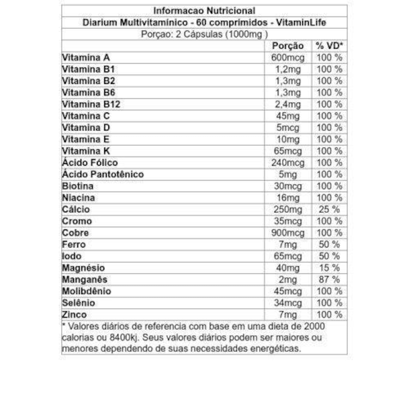 Diarium Multivitamínico VitaminLife - 60 comprimidos - Foto 2