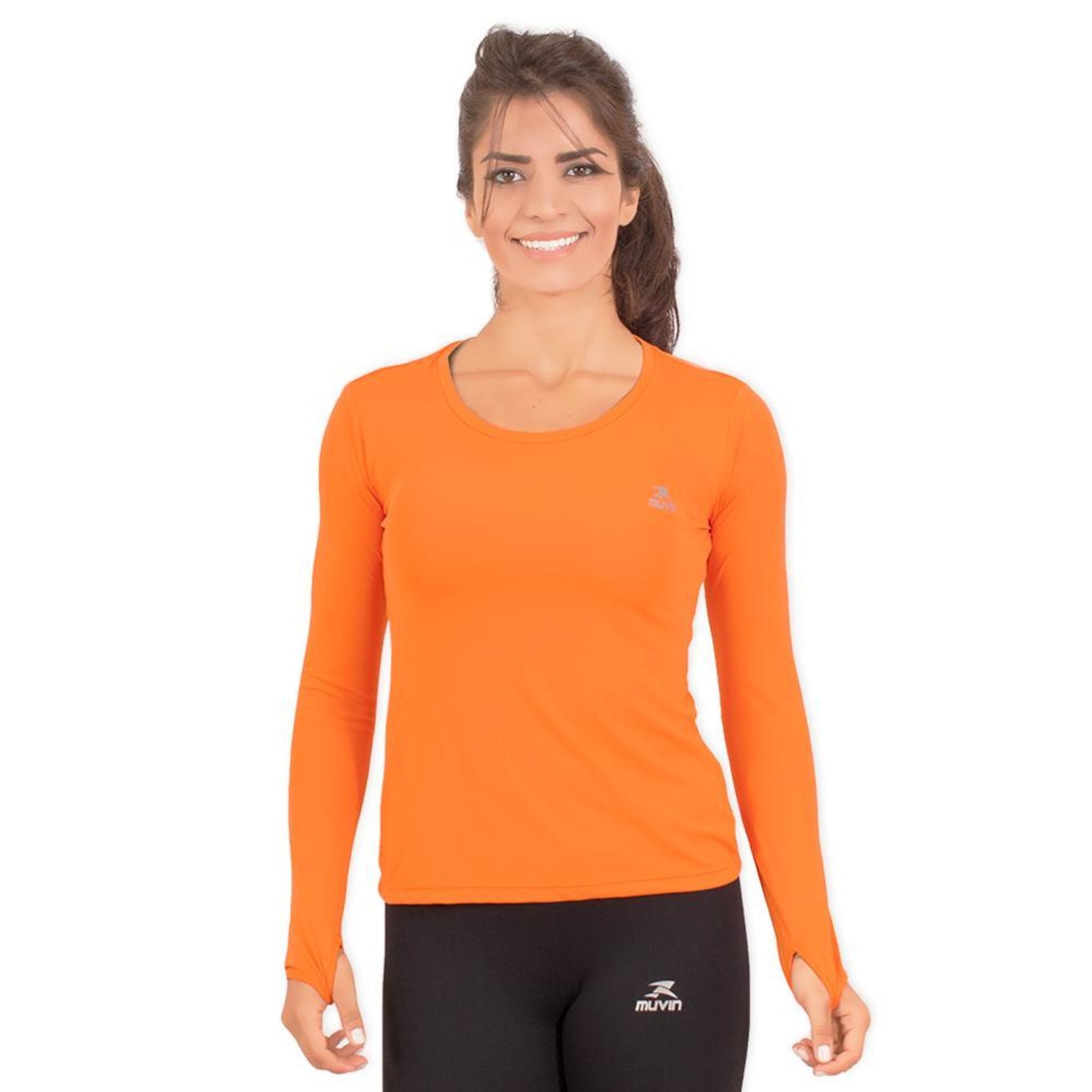 Camiseta Manga Longa Running Muvin G1 com Proteção UV50 - Feminina - Foto 1