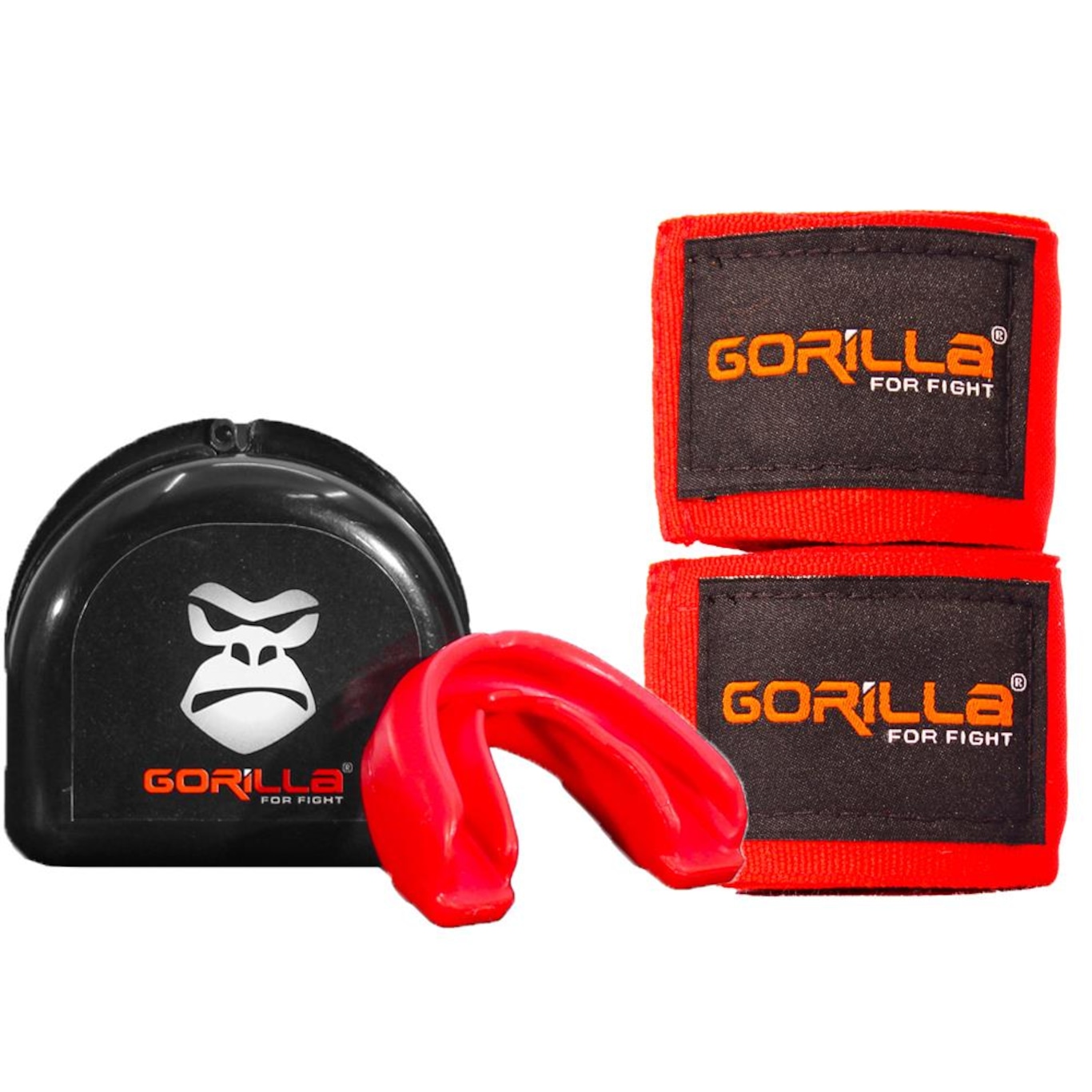 Kit Gorilla Muay-Thai Bandagem Elástica + Protetor Bucal - Adulto - Foto 1