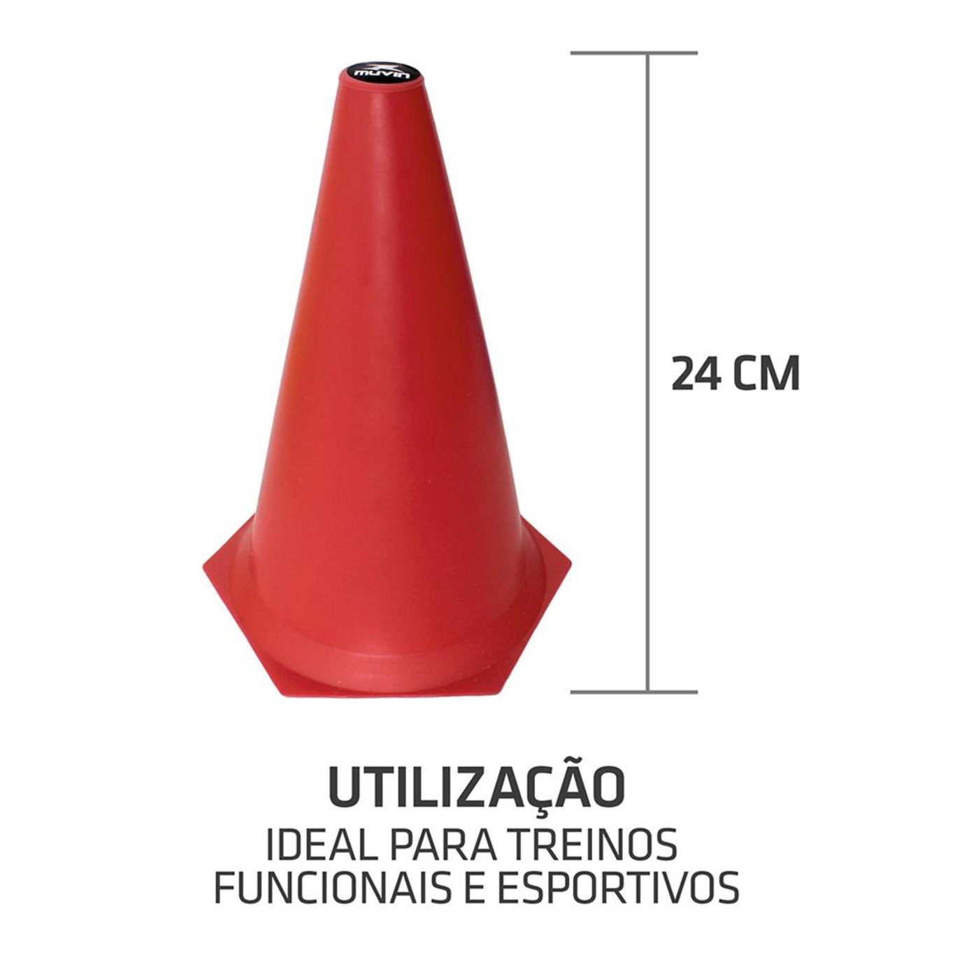 Cone de Marcação de Plástico Muvin - 24cm -12 Unidades - Foto 4