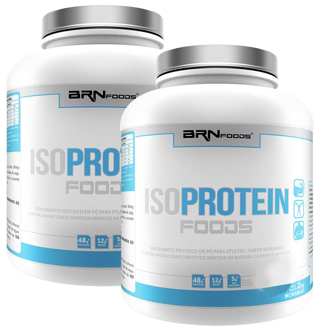 Kit BRN Foods: Whey Protein Isolado - Morango - 2Kg - 2 Unidades - Foto 1