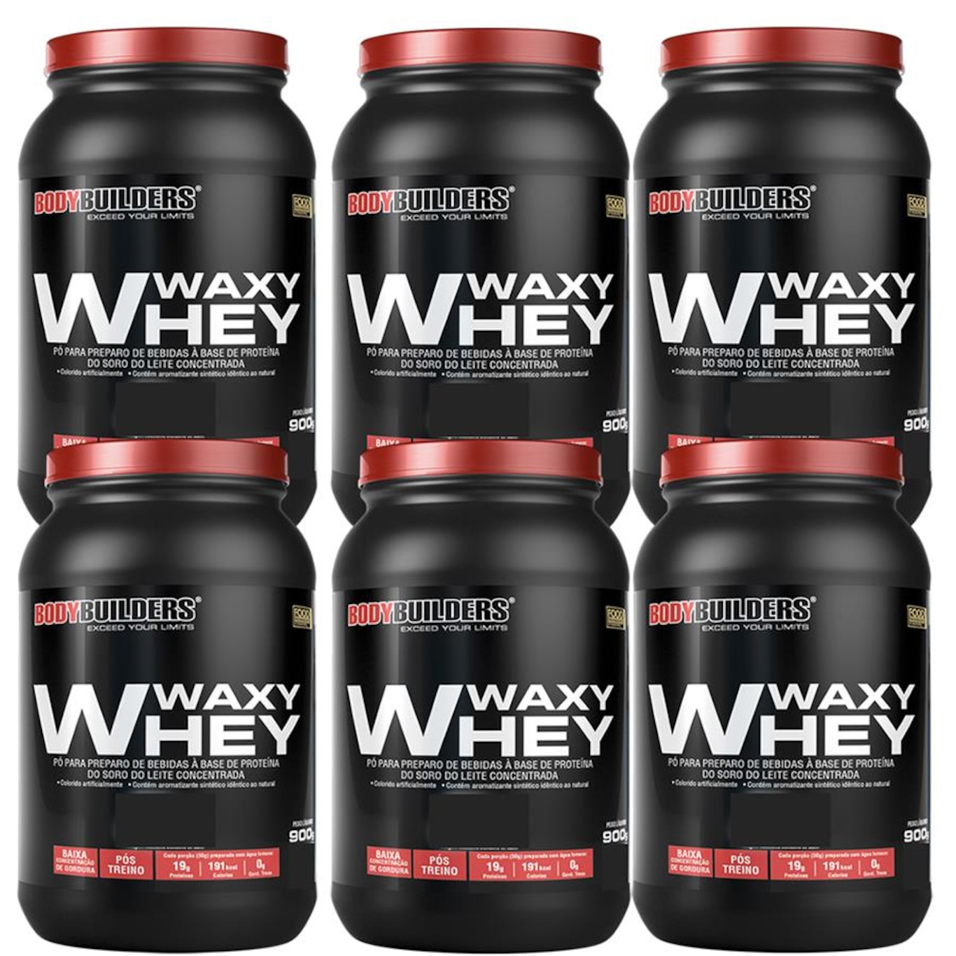 Kit Whey Protein BodyBuilders - Morango - 900g - 6 unidades - Foto 1