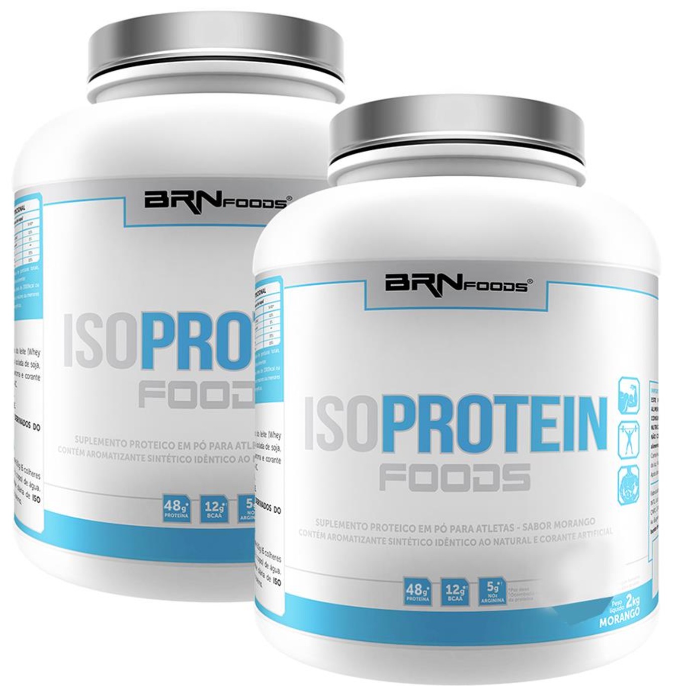 Kit BRN Foods: Whey Protein Iso - Chocolate - 2Kg - 2 Unidades - Foto 1