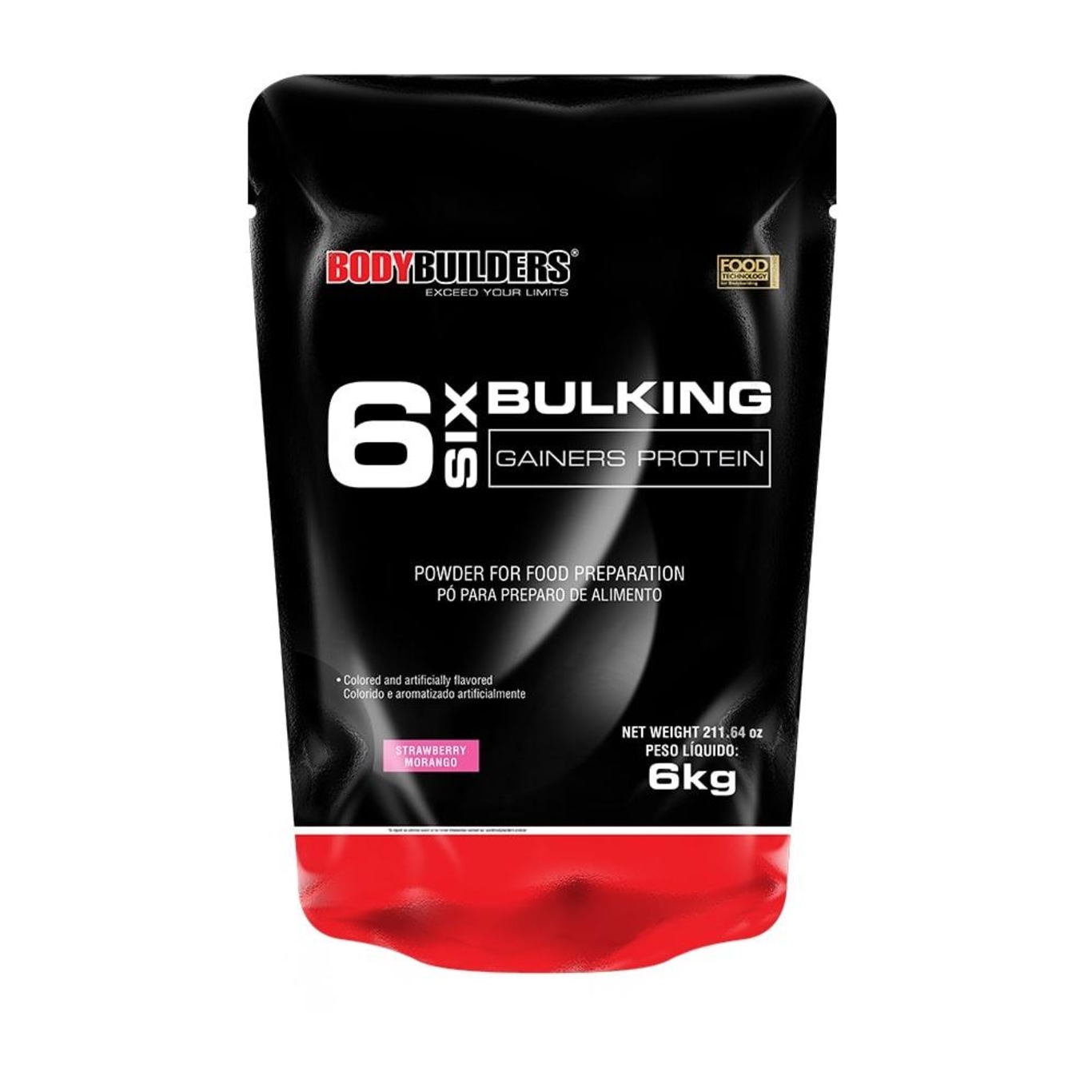 Massa 6 Bulking Gainers Protein Bodybuilders - Morango - 6 Kg - Refil - Foto 1