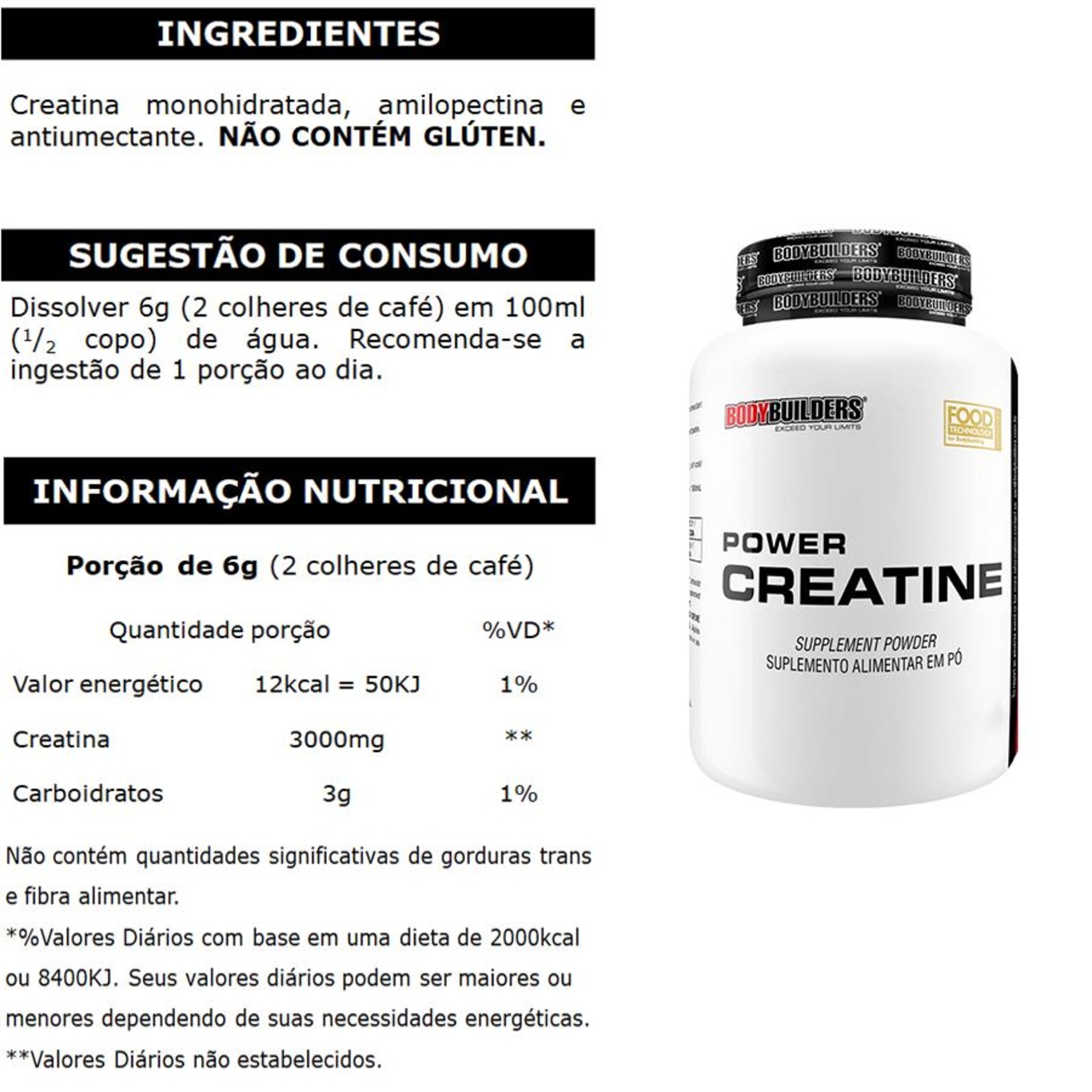 Kit Para Força - Massa Bodybuilder - Morango - 3kg  + Creatina + Shaker - Foto 3