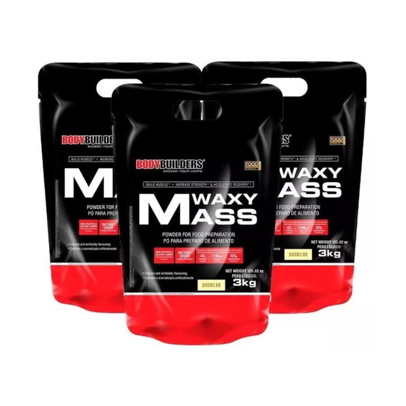 Kit Hipercalórico Bodybuilders Waxy Mass - Baunilha - 3kg - 3 Unidades - Foto 1