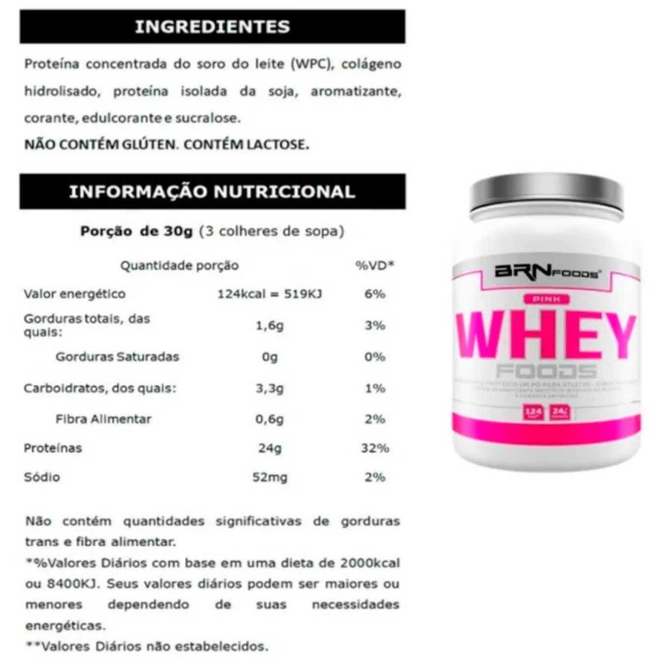 Kit 2x Pink Whey Protein BRN Foods 900g Chocolate + Bcaa 100g + Creatina 100g + Coqueteleira - Foto 2