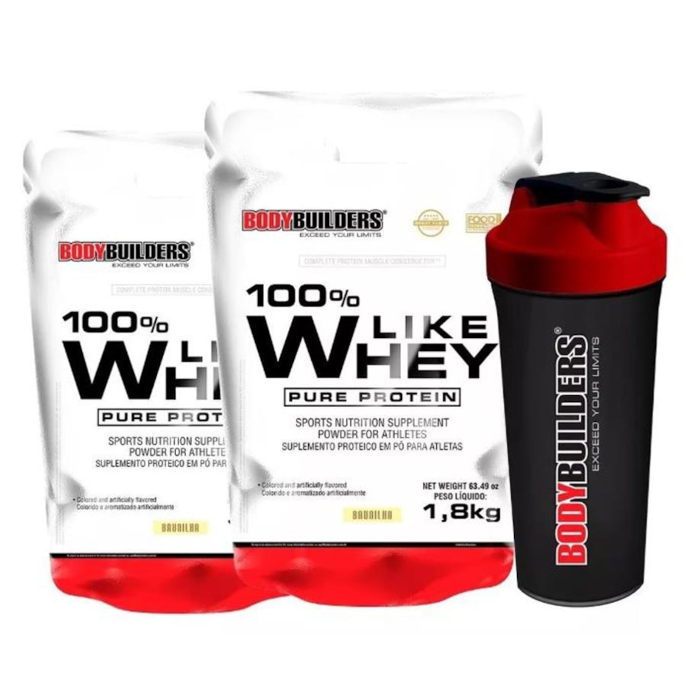 Kit 2x Whey Protein Bodybuilders - Baunilha - 1,8Kg + Coqueteleira - Foto 1