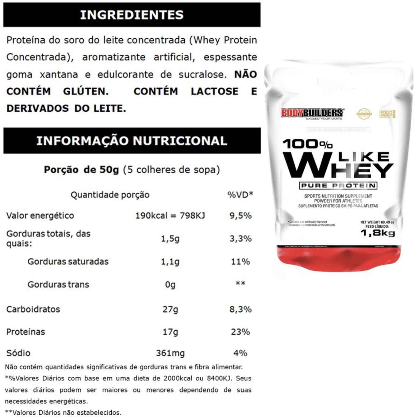 Kit 2x Whey Protein Bodybuilders - Morango - 1,8Kg + Coqueteleira - Foto 3